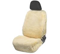 WALSER Funda de asiento de coche de piel de cordero Mona, Funda de asiento 100% piel de cordero para coche, Cubierta de cuero de oveja de 1 pieza para los asientos delanteros del auto beige