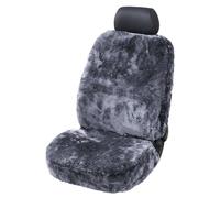 Walser Funda de Asiento de Coche de Piel de Cordero Monette, Funda de Asiento 100% Piel de Cordero para Coche, Cubierta de Cuero de Oveja de 1 Pieza para los Asientos Delanteros del Auto Antracita