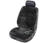 Walser Funda de Asiento de Coche de Piel de Cordero Nineve, Funda de Asiento 100% Piel de Cordero para Coche, Funda de Piel de Cordero de 1 Pieza para los Asientos Delanteros del Coche Negro
