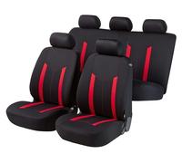 Walser Funda de Asiento de Coche Hastings, Fundas de Coche, Juego Completo, 2 Fundas de Asiento Delantero, 1 Funda de Asiento Trasero Negro/Rojo 11809