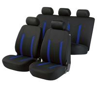 Walser Funda de Asiento de Coche Hastings, Fundas de Coche, Juego Completo, 2 Fundas de Asiento Delantero, 1 Funda de Asiento Trasero Negro/Azul 11808