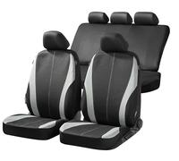 Walser Funda de Asiento Dundee con Cremallera, Zipp-IT 2 Fundas de Asiento Delanteras, 1 Funda de Asiento Trasera Negro/Gris 11857
