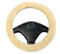 Walser Funda de Volante de Piel de Cordero para Coche, Funda de Volante de Piel de Cordero 100% para Coche, Funda de Volante para Coche, Funda de Volante de Invierno, Calentador de Volante Beige