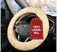 Walser Funda de Volante de Piel de Cordero para Coche, Funda de Volante de Piel de Cordero 100% para Coche, Funda de Volante para Coche, Funda de Volante de Invierno, Calentador de Volante Beige