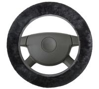 Walser Funda de Volante de Piel de Cordero para Coche, Funda de Volante de Piel de Cordero 100% para Coche, Funda de Volante para Coche, Funda de Volante de Invierno, Calentador de Volante Negro