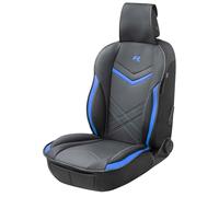 WALSER Funda para asiento de coche Rey, color negro y azul, universal, para asientos de coche, asientos delanteros, asiento delantero, asiento delantero de coche, aspecto deportivo, fundas de asiento