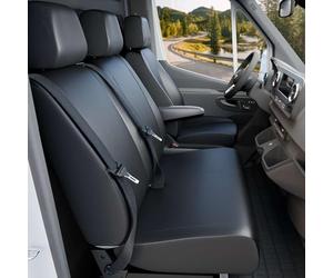 WALSER Fundas de asientos de coche Transporter en imitación de cuero compatible con VW T6, 1 asiento individual delantero (hueco reposabrazos)