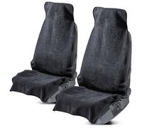 WALSER Juego cubiertas delanteras rizo, protector interior lavable, cubierta vehiculo universal, protector posicion conductor, cubierta habitaculo 2 piezas negro