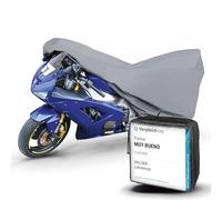 WALSER Lona moto M de PVC resistente lona impermeable, Premio Muy bueno* funda compatible con Vespa, cubierta moto al aire libre, cubierta motocicleta con bolsa gris 215x95x120cm