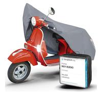 WALSER Lona moto S de PVC resistente lona impermeable, Premio Muy bueno* funda compatible con Vespa, cubierta moto al aire libre, cubierta motocicleta con bolsa gris 185x90x110cm