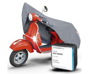 WALSER Lona moto S de PVC resistente lona impermeable, Premio Muy bueno* funda compatible con Vespa, cubierta moto al aire libre, cubierta motocicleta con bolsa gris 185x90x110cm