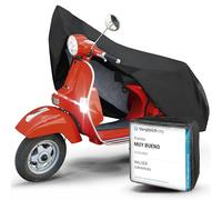 WALSER Lona Moto S de PVC Resistente Lona Impermeable, Premio Muy Bueno* Lona Compatible con Vespa, Lona Moto al Aire Libre, Lona Impermeable, Accesorios Moto, Lona Moto con Bolsa Negro 185x90x110cm