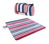 Walser Manta de Viaje XXL con Parte Trasera Impermeable, Aislante térmico, Manta de Vacaciones con asa de Transporte, Manta Plegable de Playa Rojo/Azul, 200 x 200 cm