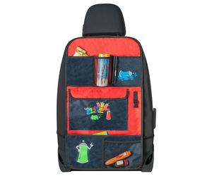 Walser Organizador del Asiento del Coche para niños, Protector del Respaldo del Coche Graffiti, Protector del Trasero del Coche Aprox. 70x40 cm Azul