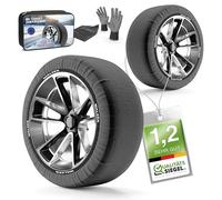 Walser Premium Cadenas de Nieve Ultra Grip, Juego de 2 Cadenas de Nieve Textiles, Dos Fundas Rueda Nieve para Coche, Cadenas de Nieve Textiles, Cadenas de Invierno Coche tamaño de llanta R13-R22, XL