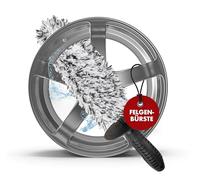 Walser Premium Cepillo para Llantas de Microfibra, Limpiador de Llantas con Mango ergonómico y protección contra Salpicaduras, Cepillo para Llantas de Coche 37 cm