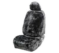 WALSER Premium Funda de asiento de coche de piel de cordero Maya, Funda de asiento 100% piel de cordero para coche, Cubierta de cuero de oveja de 1 pieza para los asientos delanteros del auto negro
