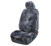WALSER Premium Funda de asiento de coche de piel de cordero Maya, Funda de asiento 100% piel de cordero para coche, Funda de piel de cordero de 1 pieza para los asientos delanteros del coche antracita