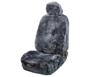 WALSER Premium Funda de asiento de coche de piel de cordero Maya, Funda de asiento 100% piel de cordero para coche, Funda de piel de cordero de 1 pieza para los asientos delanteros del coche antracita