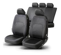 Walser Premium Funda de Asiento Logan con Cremallera, Zipp-IT 2 Fundas de Asiento Delanteras, 1 Funda de Asiento Trasera Negro/Rojo 11861
