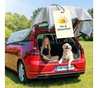 WALSER Red de Sombra Coche 3x4 m, ALU Parasol (hasta 20° C mas Fresco) para Perros con Proteccion UV & Ojales - Escudo Termico Camping, Vela Solar Jardin Reflectante, Plegable + Bolsa
