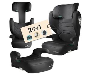 WALSER Silla de coche infantil Premium Numa, elevador 2in1 ISOFIX respaldo desmontable + reposacabezas ajustable 3-8 anos 100-150 cm ultima normativa ECE R 129, elevador coche negro