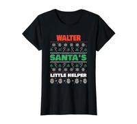 Walter Santa's Little Helper Funny Walter Nombre Navidad Camiseta gráfica económica, Mujer, Negro, XS