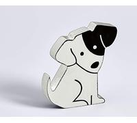 walther design Figura Decorativa Blanca Fabricada en Madera, Perro CD199W