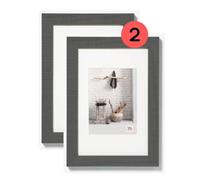 walther design HO015DD Marco de fotos color gris, 10 x 15 cm, con paspartú, juego de 2 unidades, marco de madera Home