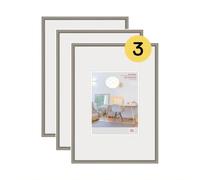 walther design Marco de fotos acero 40 x 60 cm con Vidrio acrílico Pack de 3, New Lifestyle Marco de plástico KVX460D3