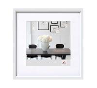 walther design Marco de fotos blanco 30 x 30 cm con passepartout, Marco de plástico Steel Style ES330W