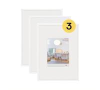 walther design Marco de fotos blanco 40 x 60 cm con Vidrio acrílico Pack de 3, New Lifestyle Marco de plástico KVX460W3