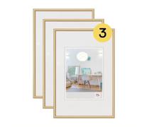 walther design KV015G3 Nuevo marco de fotos de plástico Lifestyle 10x15 cm, dorado, paquete de 3