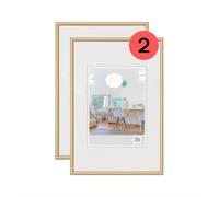 walther design Marco de fotos dorado 15 x 20 cm paquete doble, New Lifestyle Marco de plástico KV520GD
