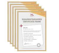 walther design Marco de fotos dorado 21 x 29,7 cm (DIN A4) con Vidrio acrílico 5er Pack, New Lifestyle Marco de plástico KVX130G5