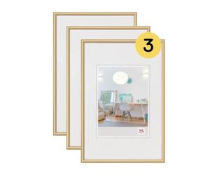 walther design Marco de fotos dorado 30 x 40 cm paquete de 3, Marco de plástico New Lifestyle KV040G3