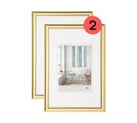 walther design Marco de fotos dorado 30 x 40 cm paquete doble, Trendstyle Marco de plástico KP040GD