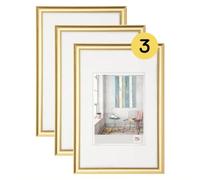 walther design Marco de fotos dorado 30 x 45 cm Pack de 3, Trendstyle Marco de plástico KP045G3