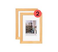 walther design Marco de fotos natural 18 x 24 cm pack doble, Marco de madera Grado HI824HD
