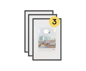walther design Marco de fotos negro 18 x 24 cm Pack de 3, New Lifestyle Marco de plástico KV824B3