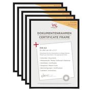 walther design Marco de fotos negro 21 x 29,7 cm (DIN A4) con Vidrio acrílico 5er Pack, New Lifestyle Marco de plástico KVX130B5