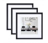 Walther Design Marco de Fotos Negro, 30 x 30 cm, 3 Unidades, Estilo Acero, Marco de plástico ES330B3