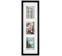 walther design Marco de fotos negro 3X 10x15 cm Galería con passepartout, Marco de madera Stockholm EA315B