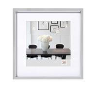 walther design Marco de fotos plata 20 x 20 cm con passepartout, Marco de plástico Steel Style ES220S