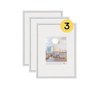 walther design Marco de fotos plateado 40 x 60 cm con Vidrio acrílico Pack de 3, New Lifestyle Marco de plástico KVX460S3