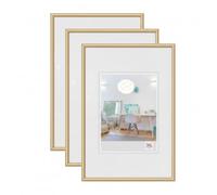 walther design New Lifestyle KV025G3 - Marco de fotos (plástico, 20 x 25 cm, 3 unidades), color dorado