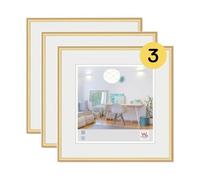walther design New Lifestyle Marco de fotos, paquete de 3 unidades de 30 x 30 cm, color dorado