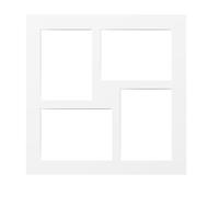 walther design Passepartouts blanco para tamaño de la montura, 40 x 40 cm, 4 Fotos de 13 x 18 cm, Color Blanco PA444W