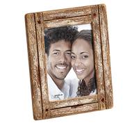 Walther Design YA520W Dupla, marco de retrato de madera en shabby chic, blanco / Marrón (naturaleza)al, formato de imagen 15 x 20 cm