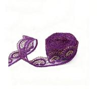 Waltonalice 2 Rolle 20 M Spitzenband Spitze Bänder mit Glitzer-Akzent Stickerei spitzenbordüre Spitzenband Rollen für DIY-Kleidung Dekoration Scrapbooking & Handwerksprojekte Gold-Violett